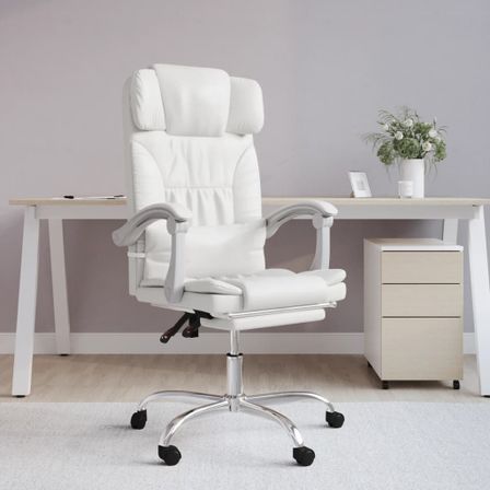 Fauteuil de massage inclinable de bureau Blanc Similicuir