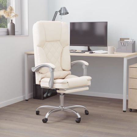 Fauteuil de massage inclinable de bureau Crème Similicuir