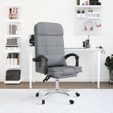 Fauteuil de massage inclinable de bureau Gris clair Tissu