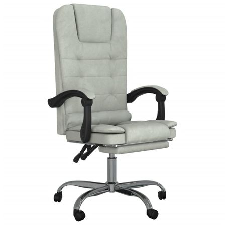 Fauteuil de massage inclinable de bureau Gris clair Velours