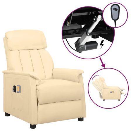 Fauteuil de massage inclinable électrique Crème Similicuir