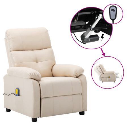 Fauteuil de massage inclinable électrique Crème Tissu 8