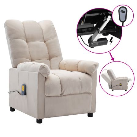 Fauteuil de massage inclinable électrique Crème Tissu 6