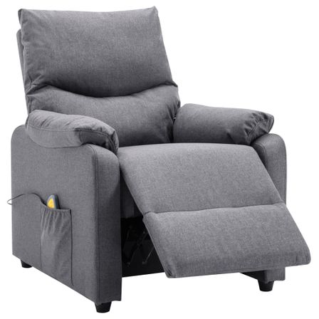 Fauteuil de massage inclinable électrique Gris clair Tissu 8