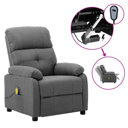 Fauteuil de massage inclinable électrique Gris clair Tissu 6