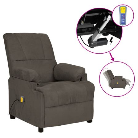 Fauteuil de massage inclinable électrique Gris foncé Similicuir
