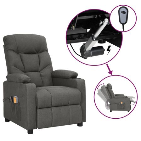 Fauteuil de massage inclinable électrique Gris foncé Tissu 3