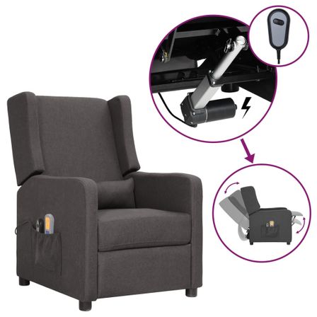 Fauteuil de massage inclinable électrique Gris foncé Tissu
