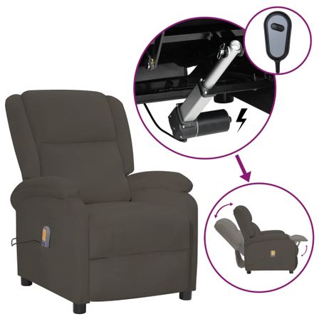 Fauteuil de massage inclinable électrique Gris foncé Velours