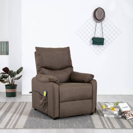 Fauteuil de massage inclinable électrique Marron Tissu 13