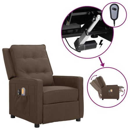 Fauteuil de massage inclinable électrique Marron Tissu 3