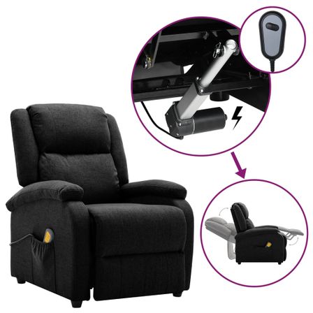 Fauteuil de massage inclinable électrique Noir Tissu 2