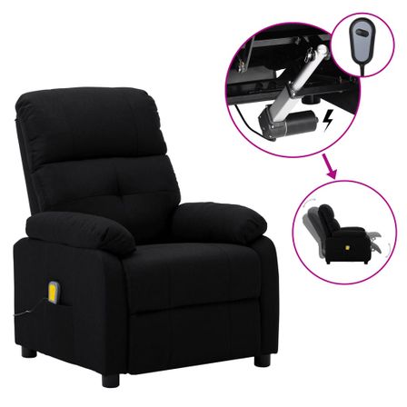 Fauteuil de massage inclinable électrique Noir Tissu 9