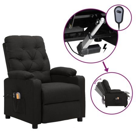 Fauteuil de massage inclinable électrique Noir Tissu 8
