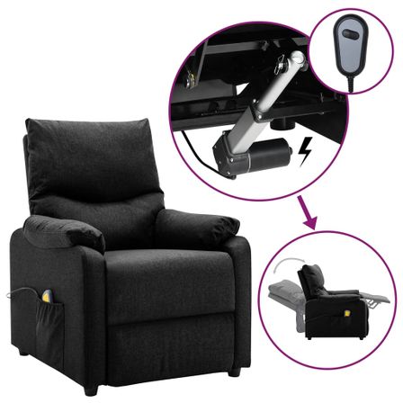 Fauteuil de massage inclinable électrique Noir Tissu 6