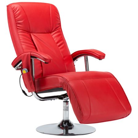 Fauteuil de massage inclinable électrique simili cuir rouge Detane
