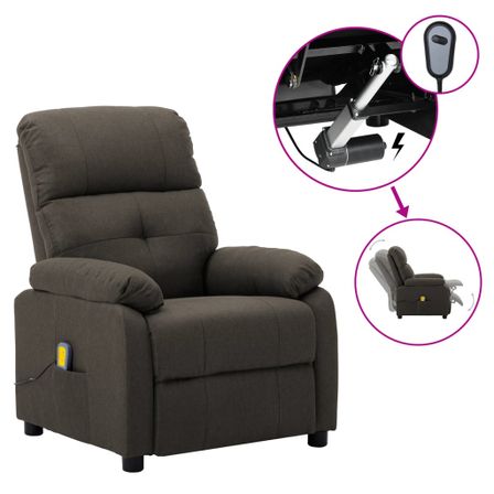 Fauteuil de massage inclinable électrique Taupe Tissu 9