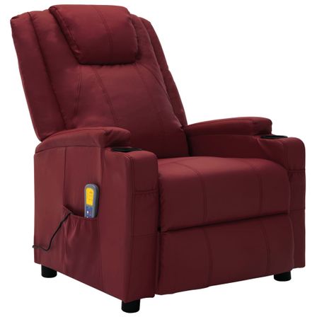 Fauteuil de massage inclinable Rouge bordeaux Similicuir 5