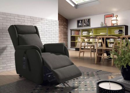 Fauteuil de relaxation électrique en nubuck gris Biza