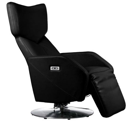Fauteuil de relaxation électrique et pivotant Cuir Noir Kasty