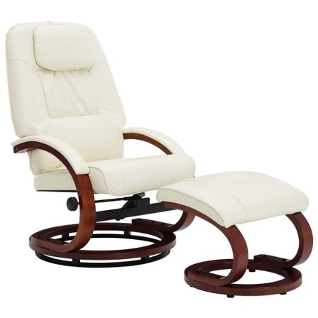 Fauteuil de relaxation inclinable avec ottoman simili crème Kombor