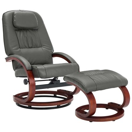 Fauteuil de relaxation inclinable avec ottoman simili gris Kombor