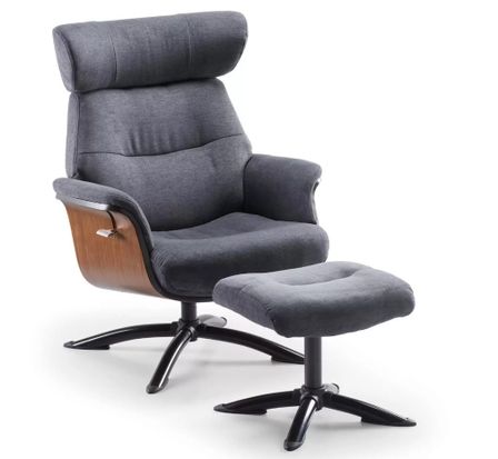 Fauteuil de relaxation manuel avec repose pied bois et tissu Arkos