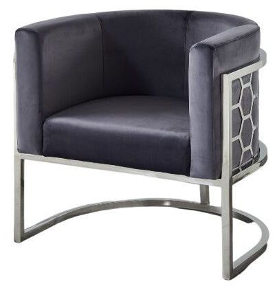 Fauteuil design velours et pieds métal chromé Valenka