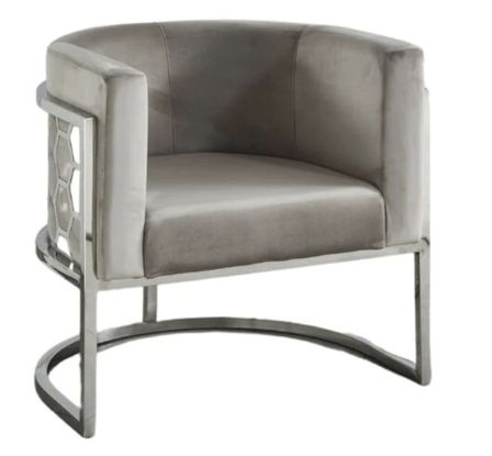 Fauteuil design velours et pieds métal chromé Valenka