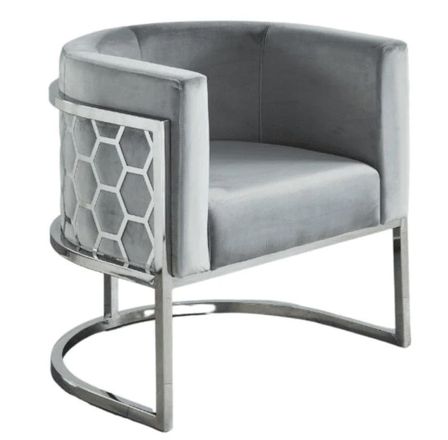 Fauteuil design velours et pieds métal chromé Valenka