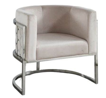 Fauteuil design velours et pieds métal chromé Valenka