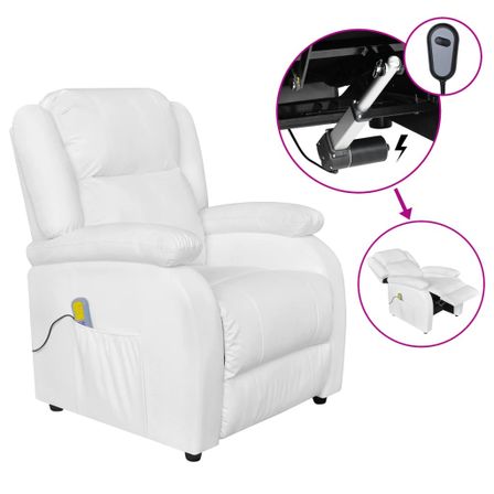 Fauteuil électrique de massage Blanc Similicuir