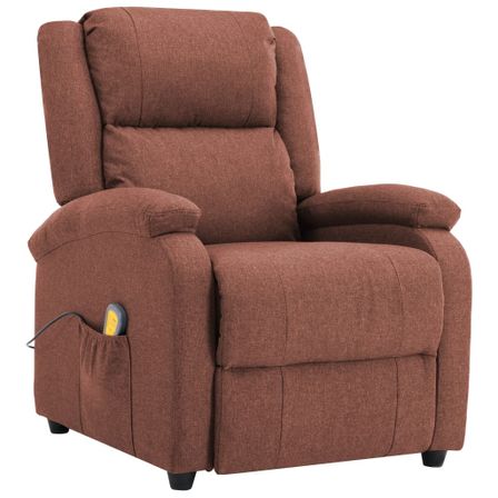 Fauteuil électrique inclinable de massage tissu marron Bizen