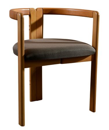 Fauteuil en bois de chêne et tissu lin marron Glory