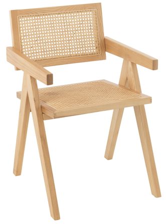 Fauteuil en bois de frêne et rotin GRID – Un design aéré