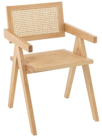 Fauteuil en bois de frêne et rotin GRID – Un design aéré