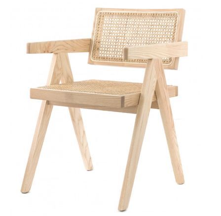 Fauteuil en bois de frêne et rotin LANDAS