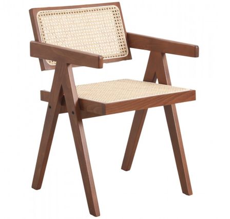Fauteuil en bois de frêne et rotin LANDAS