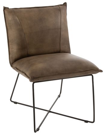 Fauteuil en cuir gris vert Avi