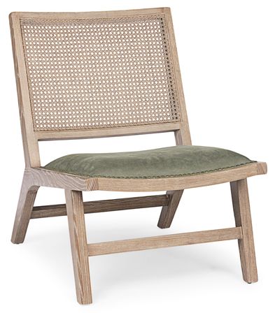 Fauteuil en polyester gris et bois de frêne Corina