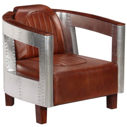 Fauteuil en style d'aviation Marron Cuir véritable