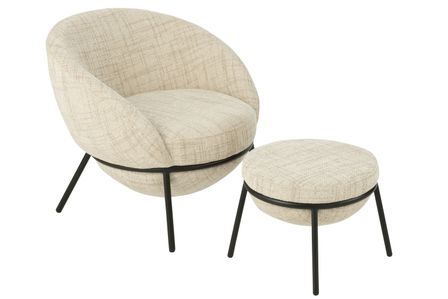 Fauteuil en tissu avec repose-pieds BOBBY – Confort et design moderne