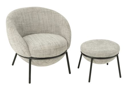 Fauteuil en tissu avec repose-pieds BOBBY – Confort et design moderne