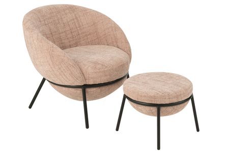 Fauteuil en tissu avec repose-pieds BOBBY – Confort et design moderne