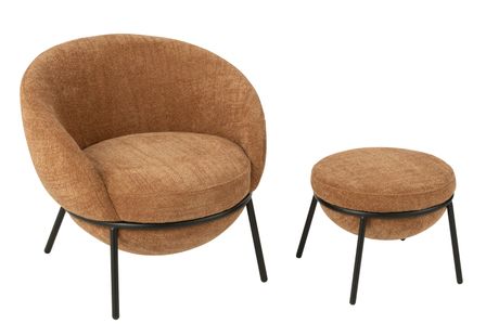 Fauteuil en tissu avec repose-pieds BOBBY – Confort et design moderne