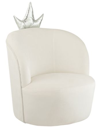 Fauteuil enfant couronne velours blanc Doria