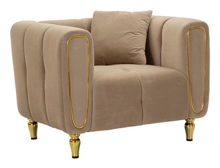 Fauteuil gris velours matelassé élégant Alma