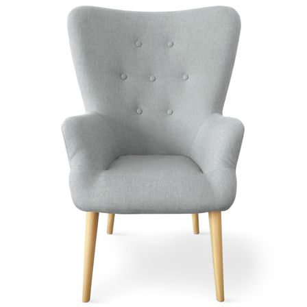 Fauteuil haut dossier tissu gris Praira