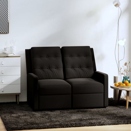 Fauteuil inclinable à 2 places Noir Tissu 4