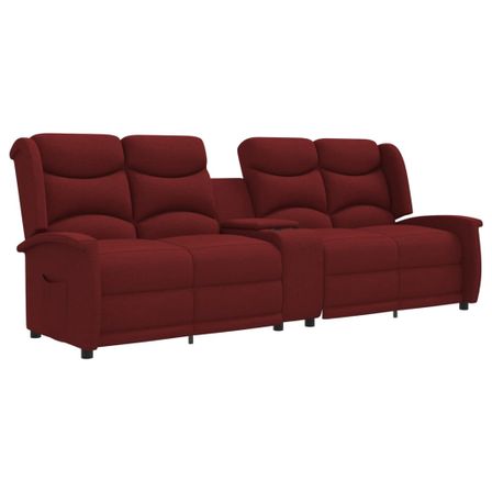 Fauteuil inclinable avec porte-gobelet 4 places Bordeaux Tissu